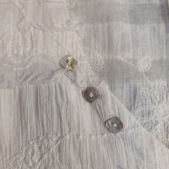 Lulu-B Shirt Womens M Medium White 3/4 Sleeve V-Neck Hippy,Boho - Picture 3 of 9